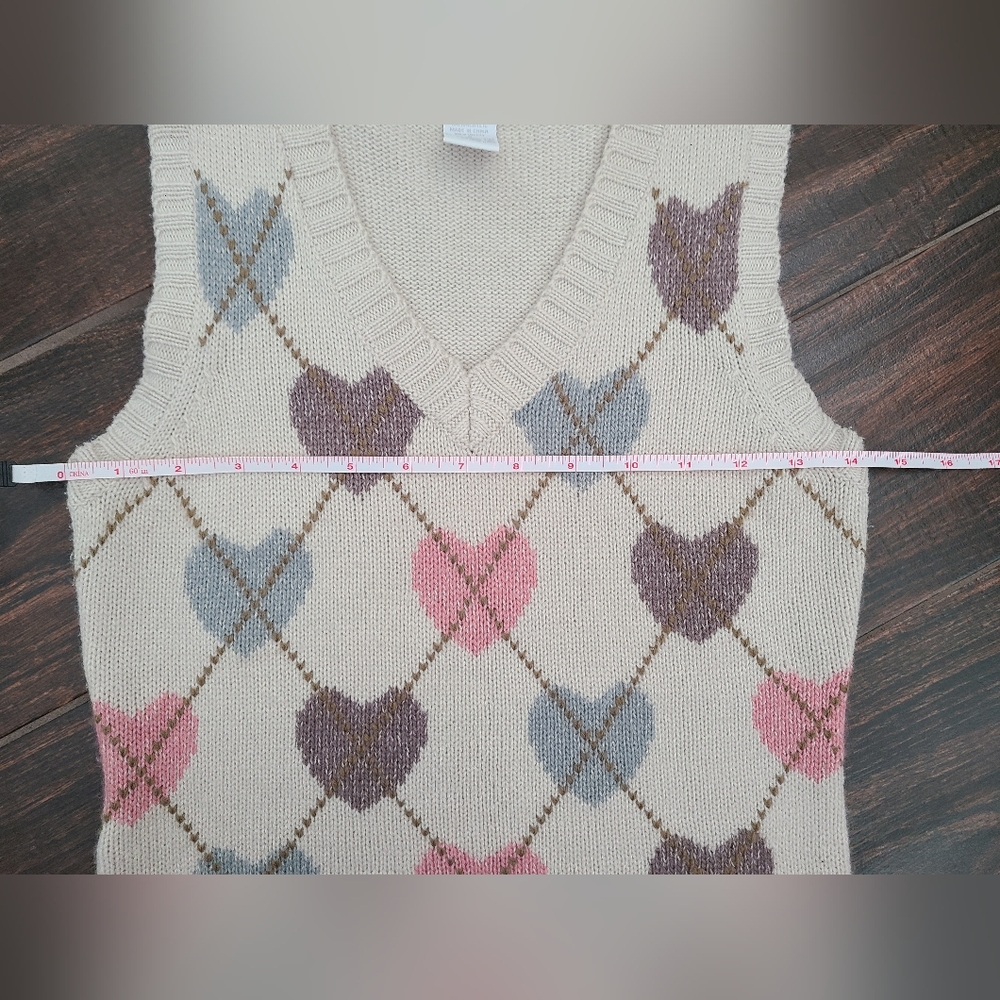 Charlotte Russe Hearts Argyle Sweater Vest Sleeveless Top Small - Picture 5 of 5